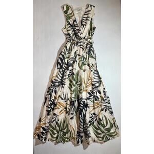 Civico 51 Sleeveless Maxi Dress with Leaf Print, Size L